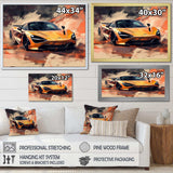 Orange Exotic Car On Offroad I - Transportation Canvas Wall Art