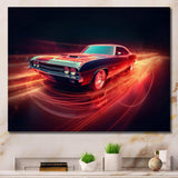 Muscle American Car Neon - Transportation Canvas Wall Art