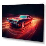 Muscle American Car Neon - Transportation Canvas Wall Art