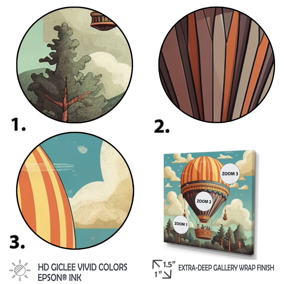 Vintage Hot Air Ballon Landscape I - Hot Air Balloon Canvas Wall Art