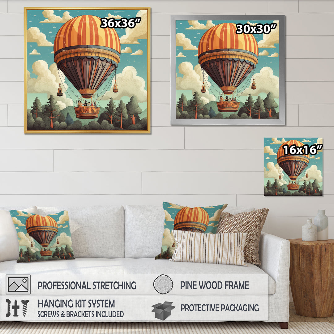 Vintage Hot Air Ballon Landscape I - Hot Air Balloon Canvas Wall Art