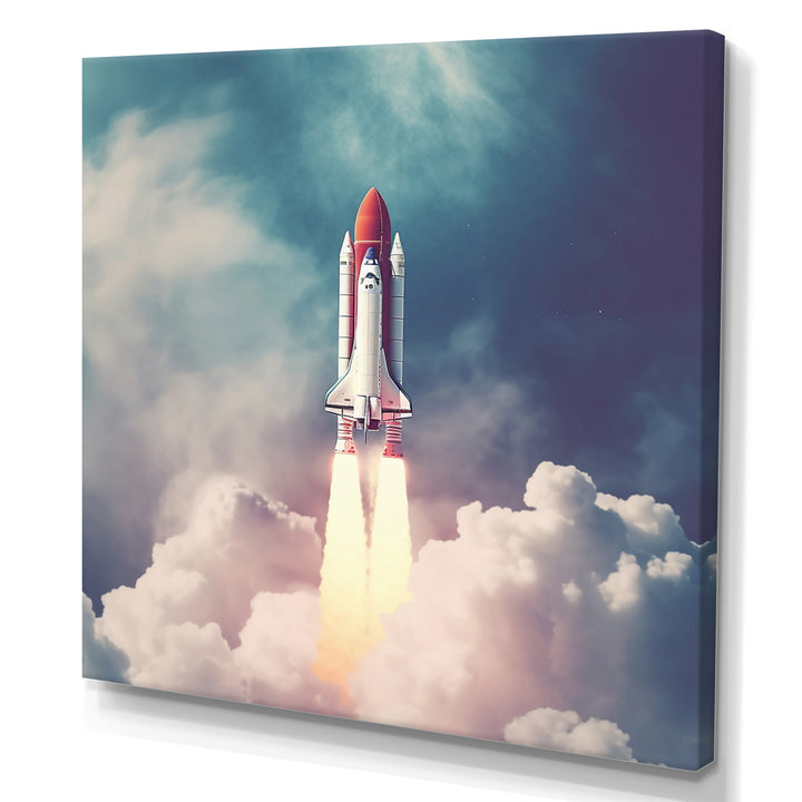 Space Ship Taking Off I - Space Shuttle Canvas Wall Art