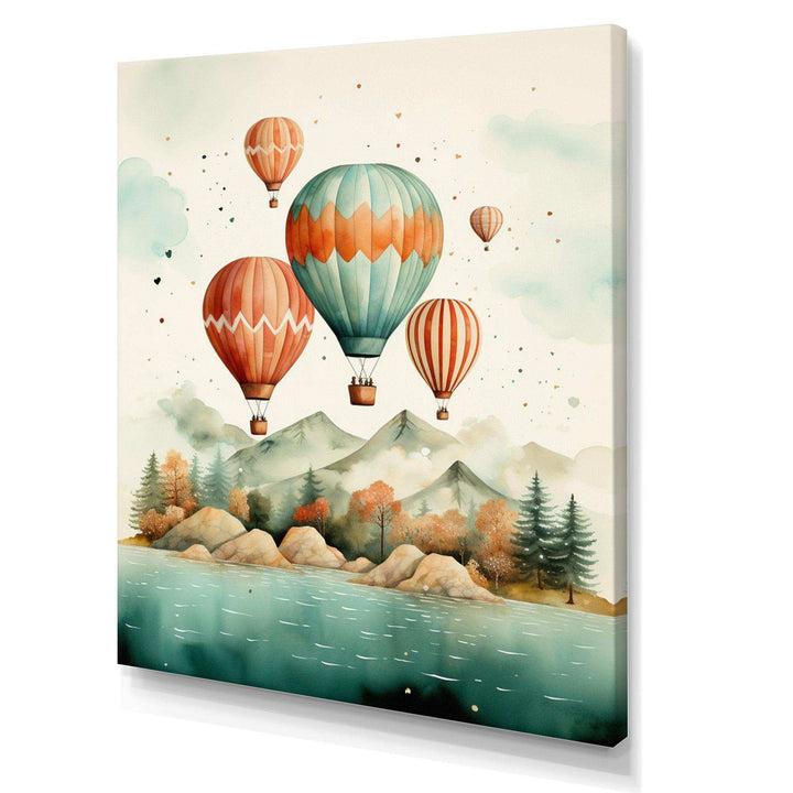 Flower Bouquet In Hot Air Ballon I - Transportation Canvas Wall Art