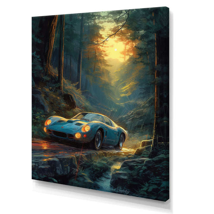 Forest Drives In Classic Car I - Car Vintage Canvas Wall Art
