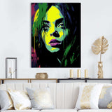 Popart Emerald Eilish Portrait - Abstract Canvas Wall Art