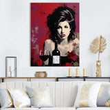 Popart Portrait Winehouse In Wine I - Abstract Canvas Wall Art