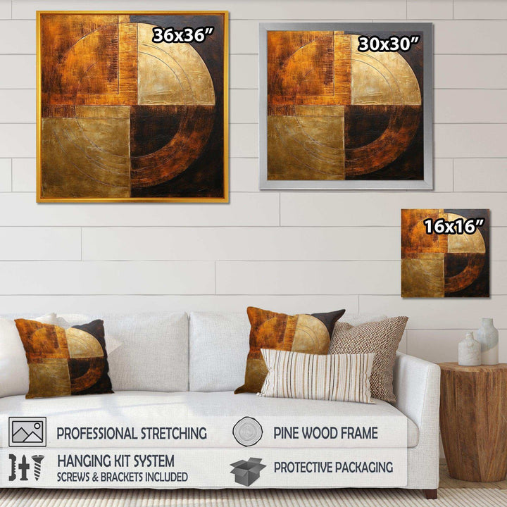 Bronze Brilliance Symetry - Abstract Canvas Wall Art