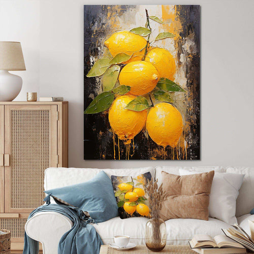 Lemon Loops Abstract Shapes I - Abstract Canvas Wall Art