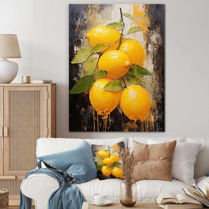 Lemon Loops Abstract Shapes I - Abstract Canvas Wall Art