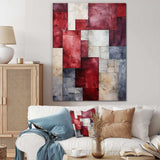 Maroon Mosaics Abstract Shapes - Abstract Canvas Wall Art