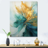 Gold And Teal Aurora Harmony - Abstract Canvas Wall Art