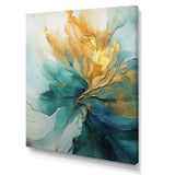 Gold And Teal Aurora Harmony - Abstract Canvas Wall Art