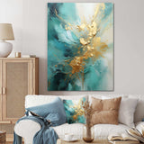 Gold And Teal Aurora Harmony II - Abstract Canvas Wall Art