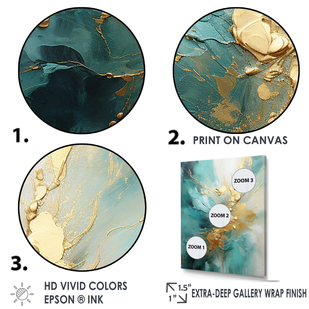 Gold And Teal Aurora Harmony II - Abstract Canvas Wall Art