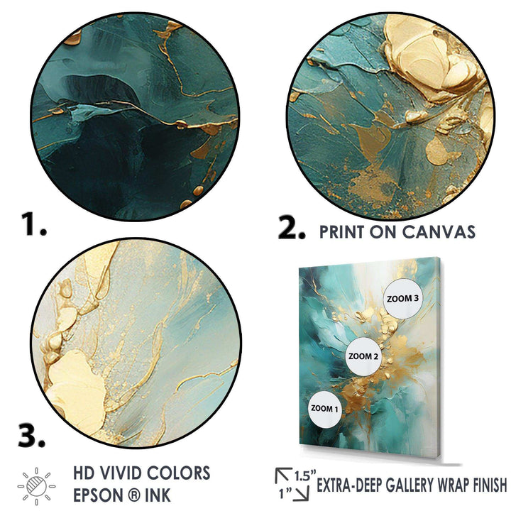 Gold And Teal Aurora Harmony II - Abstract Canvas Wall Art