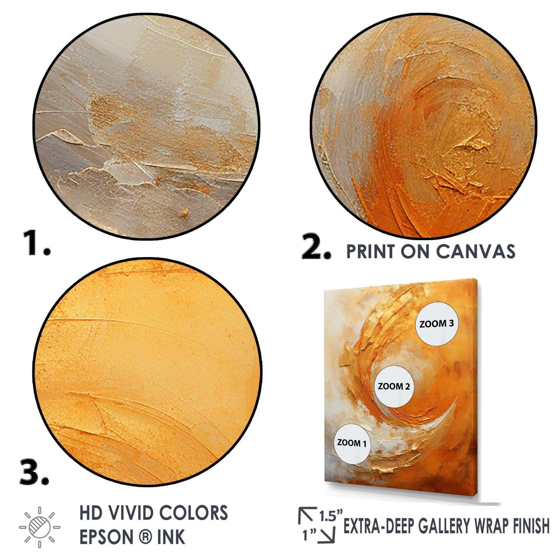 Gold Orange Desert Mirage Spiral II - Abstract Canvas Wall Art