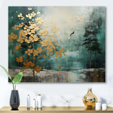 Golden Emerald Forest - Abstract Canvas Wall Art