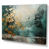 Golden Emerald Forest - Abstract Canvas Wall Art