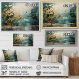 Golden Emerald Forest - Abstract Canvas Wall Art