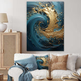 Golden Emerald Surge I - Abstract Canvas Wall Art