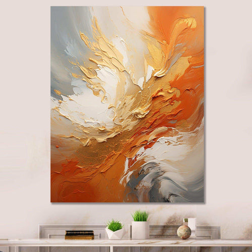 Golden Orange Surge - Abstract Canvas Wall Art