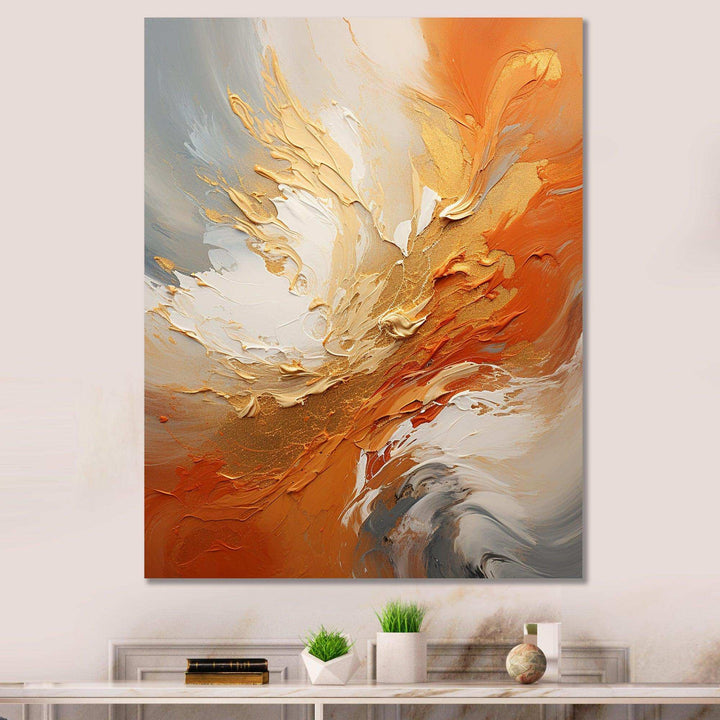 Golden Orange Surge - Abstract Canvas Wall Art