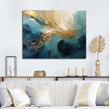 Gold Teal Ocean Spiral III - Abstract Canvas Wall Art