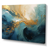 Gold Teal Ocean Spiral III - Abstract Canvas Wall Art