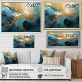 Gold Teal Ocean Spiral III - Abstract Canvas Wall Art