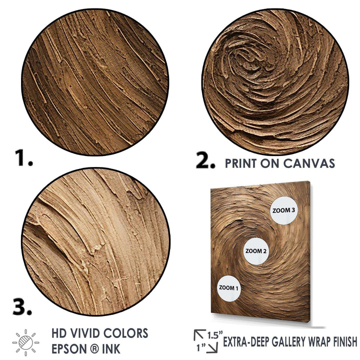Brown Calm Current Spiral - Abstract Canvas Wall Art