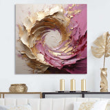 Gold Pink Minimalism Spiral Poteries - Abstract Canvas Wall Art