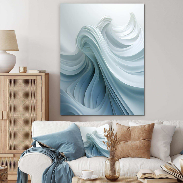 White &amp; Blue Zen Zephyr Spiral - Abstract Canvas Wall Art