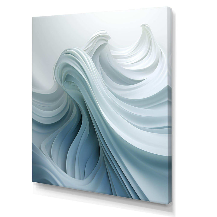 White &amp; Blue Zen Zephyr Spiral - Abstract Canvas Wall Art