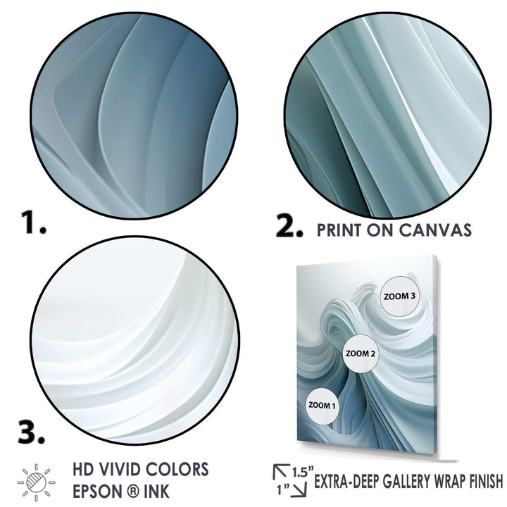 White &amp; Blue Zen Zephyr Spiral - Abstract Canvas Wall Art