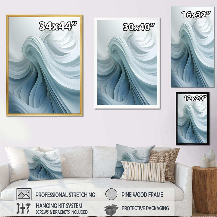 White &amp; Blue Zen Zephyr Spiral - Abstract Canvas Wall Art