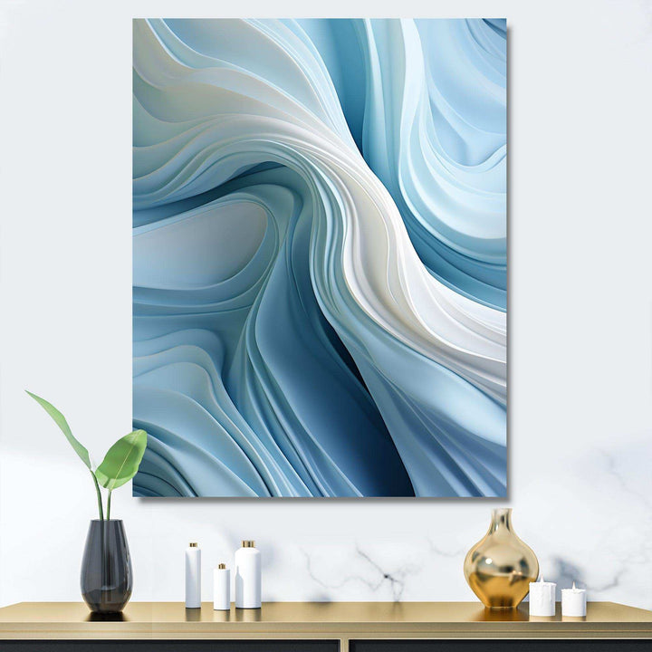 White &amp; Blue Zen Zephyr Spiral I - Abstract Canvas Wall Art