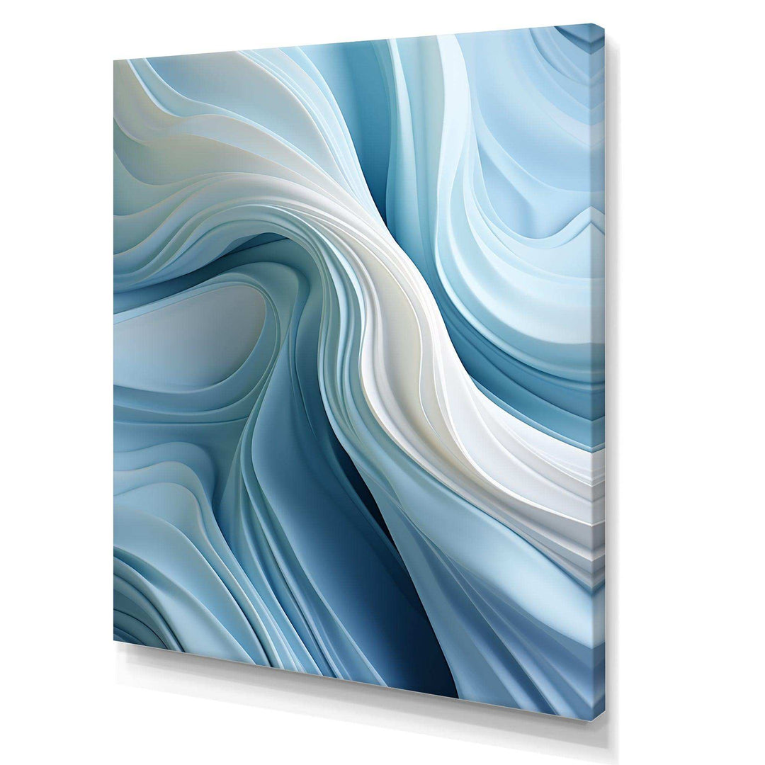 White &amp; Blue Zen Zephyr Spiral I - Abstract Canvas Wall Art