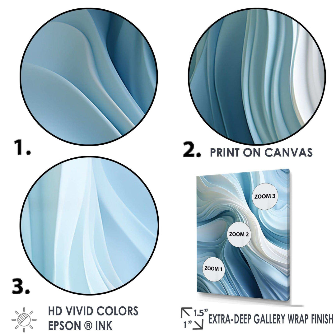 White &amp; Blue Zen Zephyr Spiral I - Abstract Canvas Wall Art