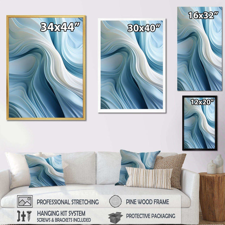 White &amp; Blue Zen Zephyr Spiral I - Abstract Canvas Wall Art