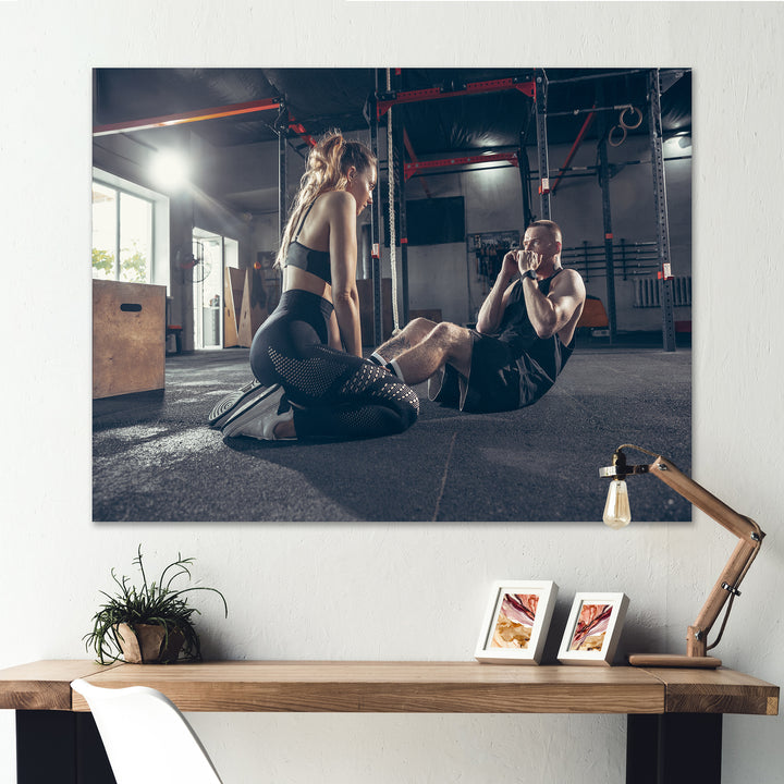 Couple Training I - Aerobic &amp; Bodybuilding Canvas Wall Art