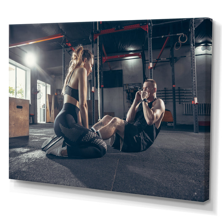 Couple Training I - Aerobic &amp; Bodybuilding Canvas Wall Art