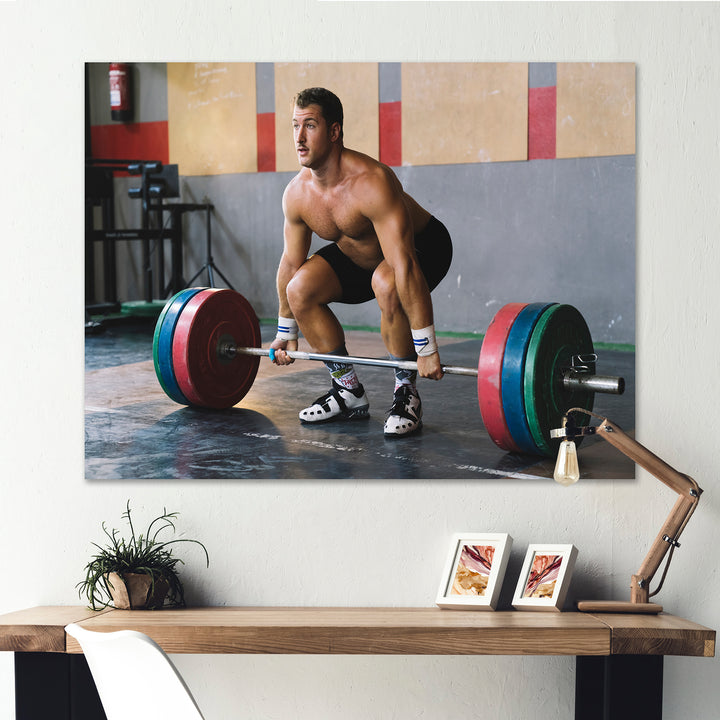 Bodybuilder Deadlift - Aerobic &amp; Bodybuilding Canvas Wall Art