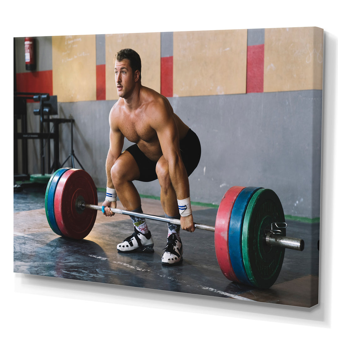 Bodybuilder Deadlift - Aerobic &amp; Bodybuilding Canvas Wall Art