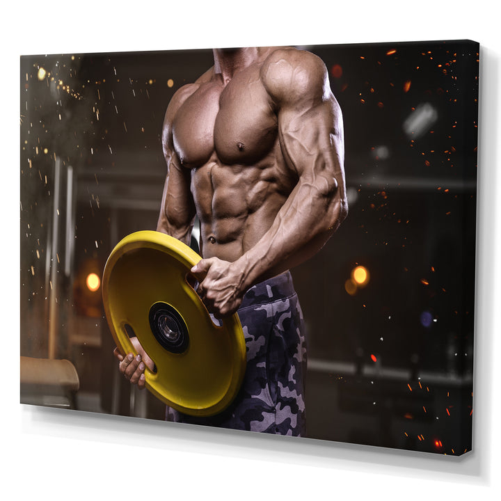Pumping Up Muscles Dumbbells - Aerobic &amp; Bodybuilding Canvas Wall Art