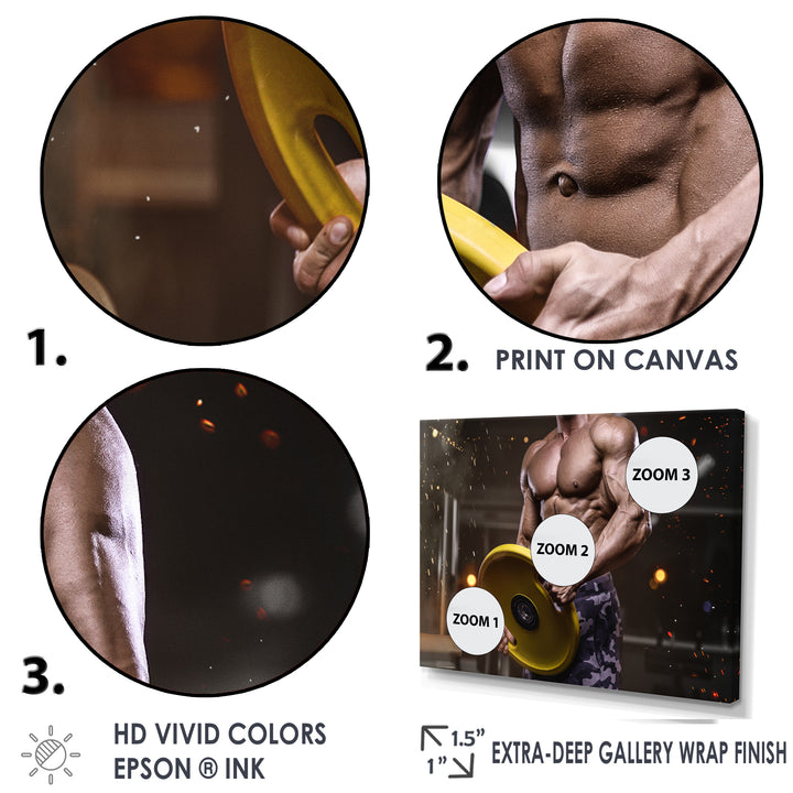 Pumping Up Muscles Dumbbells - Aerobic &amp; Bodybuilding Canvas Wall Art