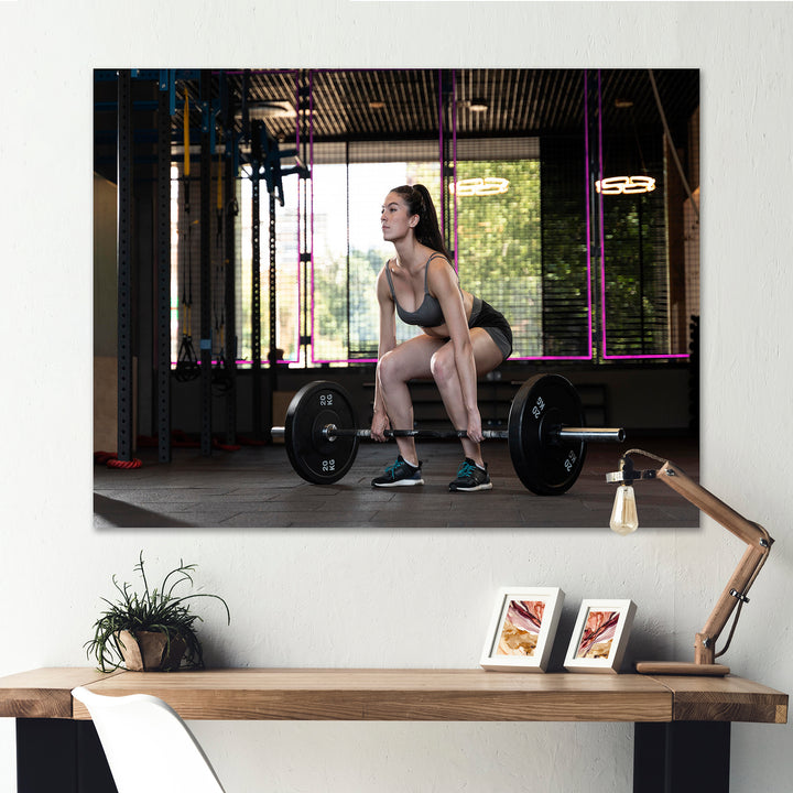 Woman Bodybuilding Workout - Aerobic &amp; Bodybuilding Canvas Wall Art