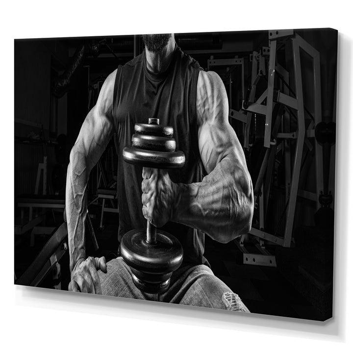 Black And White Dumbbell Gym - Aerobic &amp; Bodybuilding Canvas Wall Art