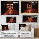 Man Lifting Dumbbell Red Fog - Aerobic & Bodybuilding Canvas Wall Art