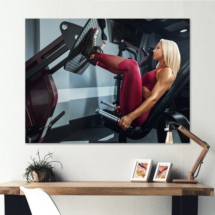 Woman Training Gym Concept Fitness - Aerobic &amp; Bodybuilding Canvas Wall Art