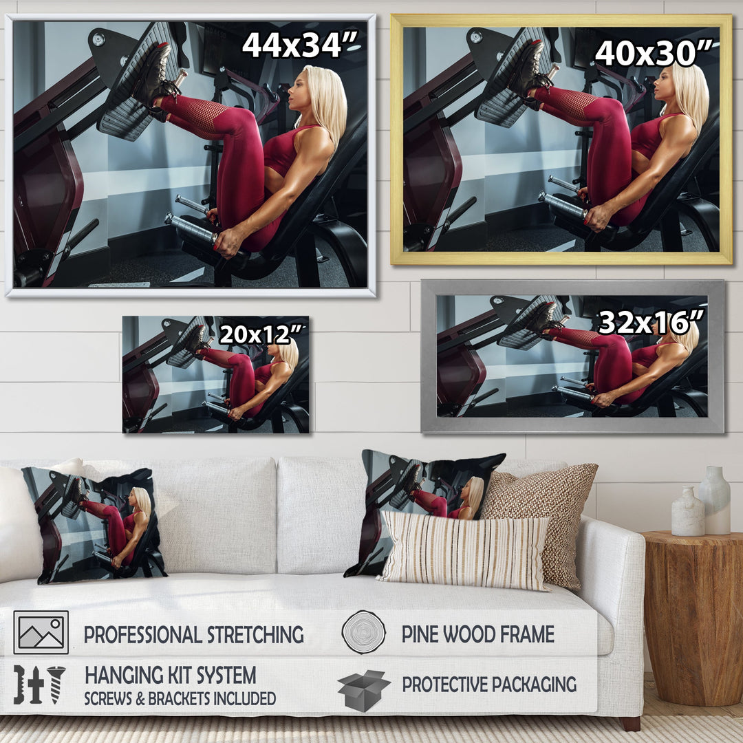 Woman Training Gym Concept Fitness - Aerobic &amp; Bodybuilding Canvas Wall Art